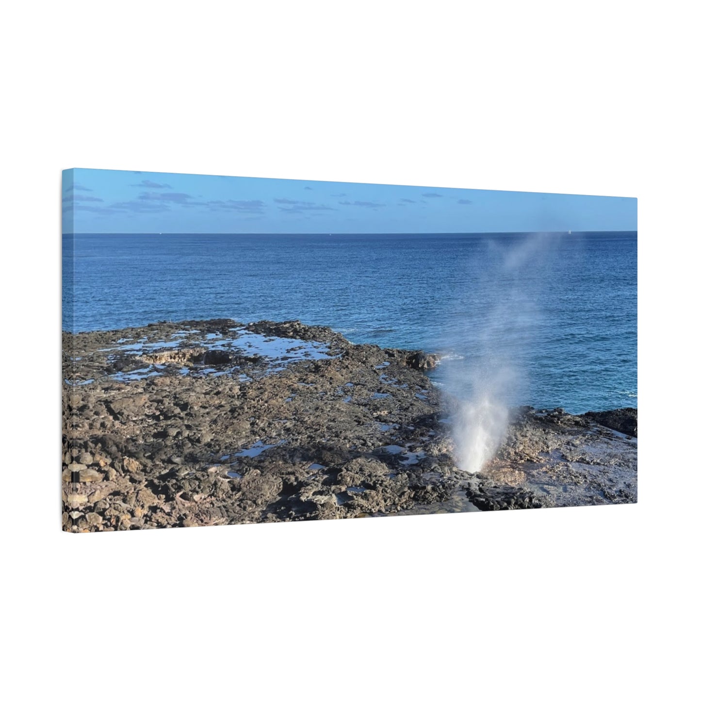 Stretched Matte Canvas Wall Art - Coastal Spouting Blowhole Photography