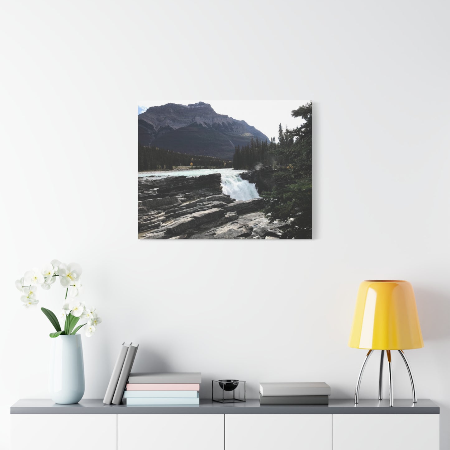 Mountain Waterfall Canvas Art - Stretched Wall Decor for Nature Lovers