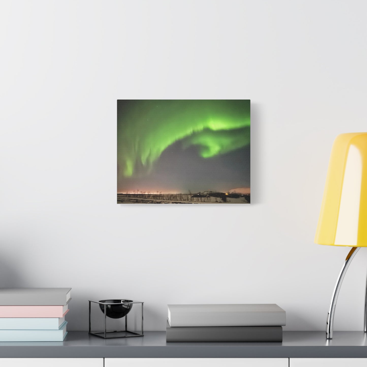 Aurora Borealis Canvas Art - Stunning Green Northern Lights Wall Decor Iceland