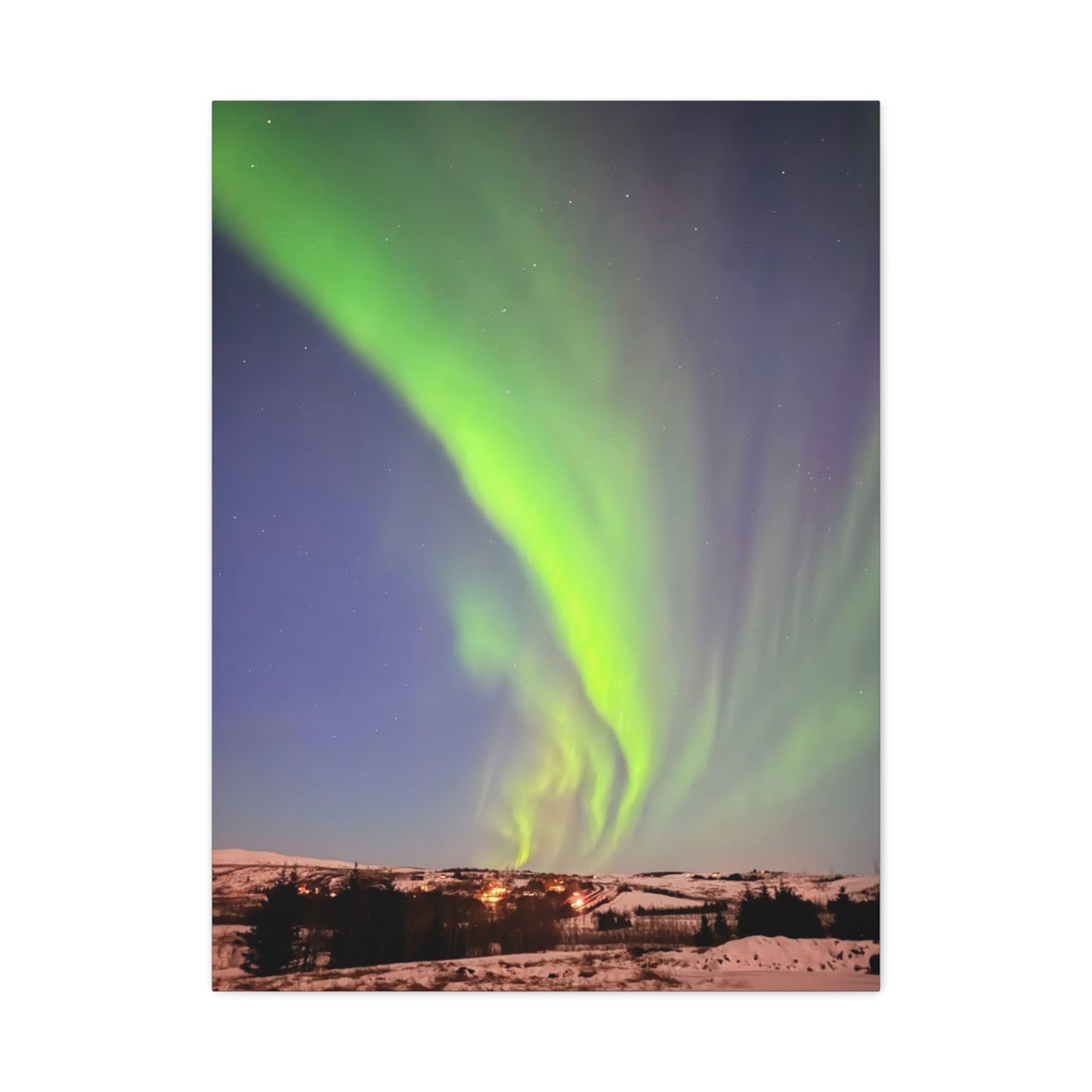 Aurora Borealis Canvas Art - 1.25" Stretched Wall Decor Iceland Northern Lights