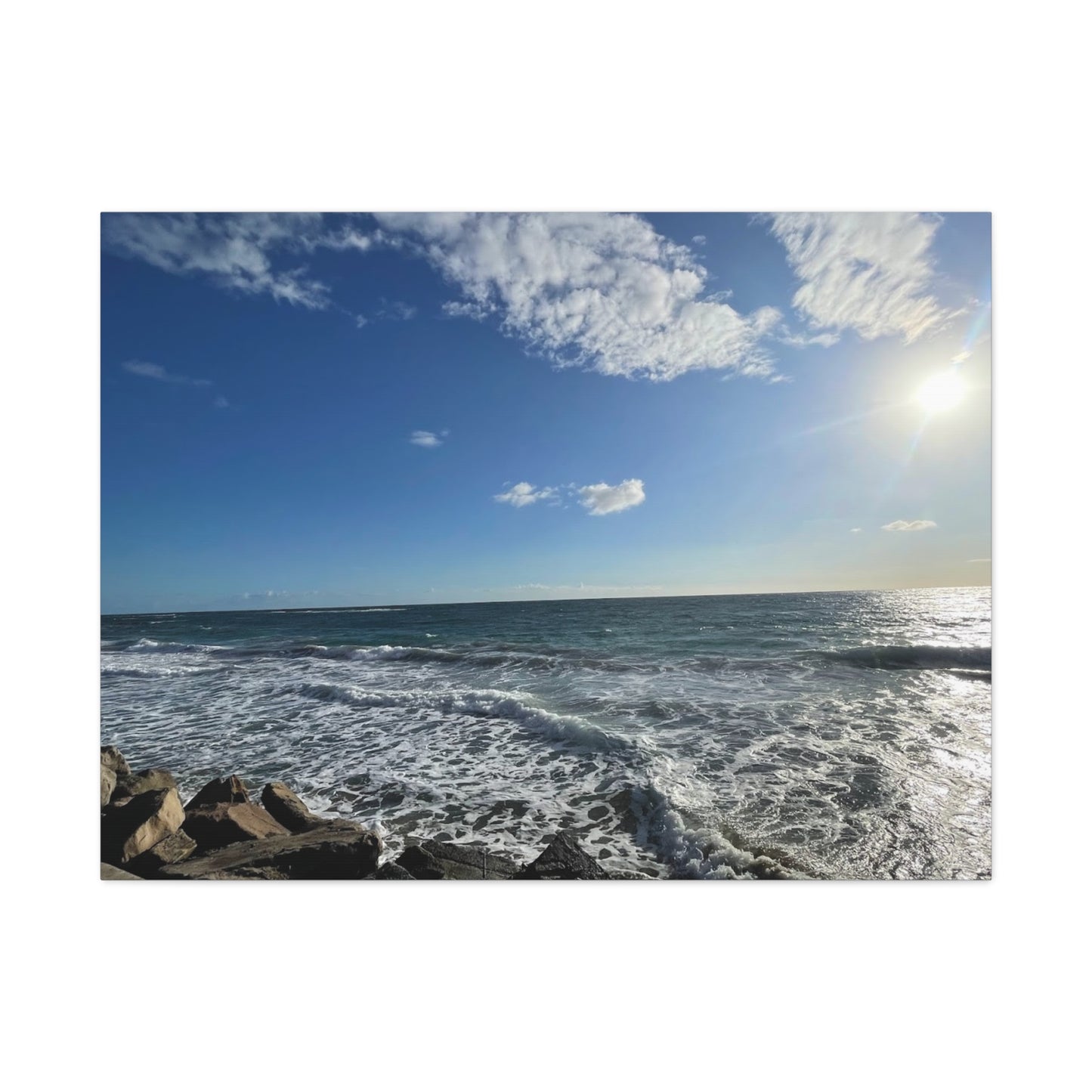Ocean Waves Stretched Canvas Art - Serene Coastal Home Decor