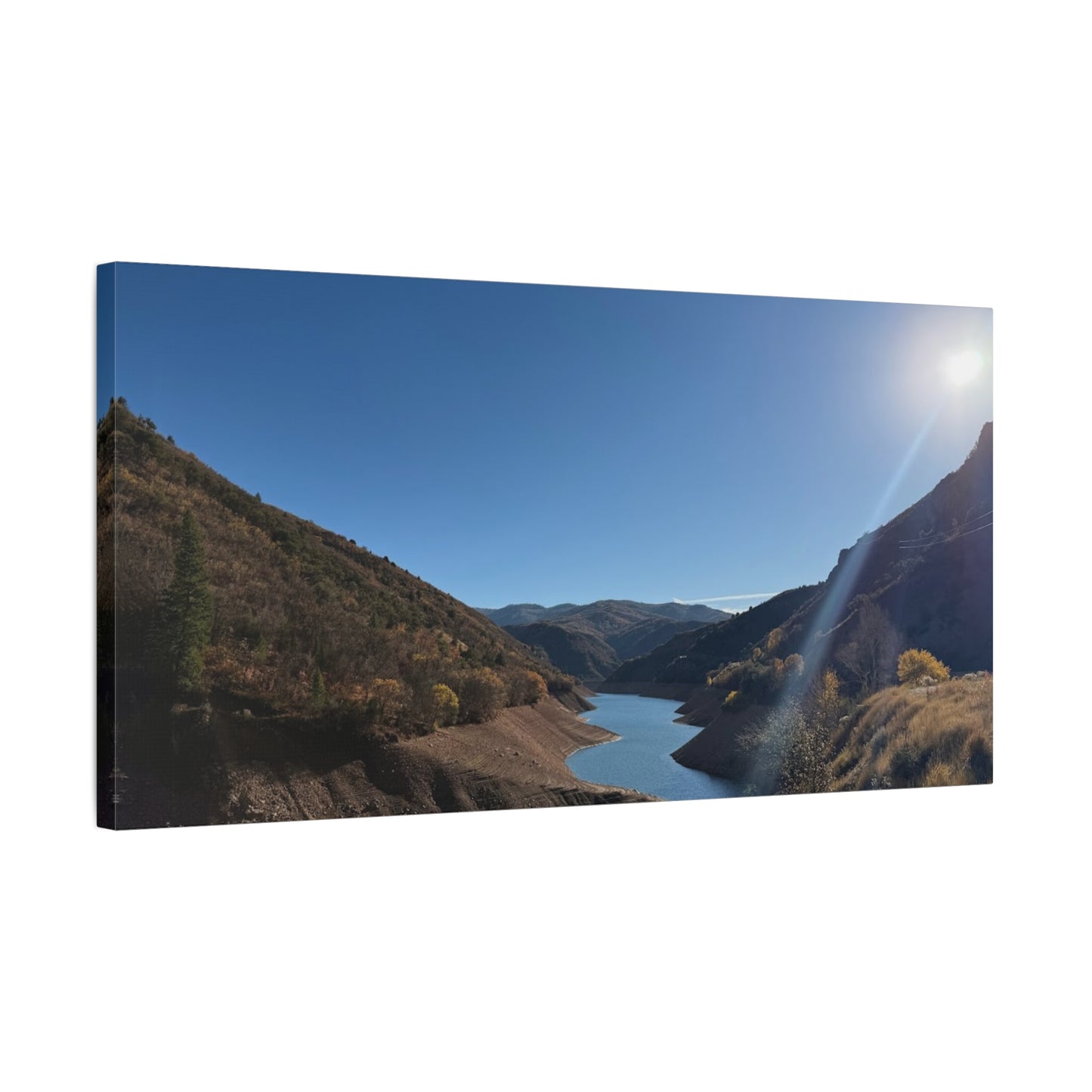 Scenic Landscape Canvas Wall Art – Tranquil Mountain River Design