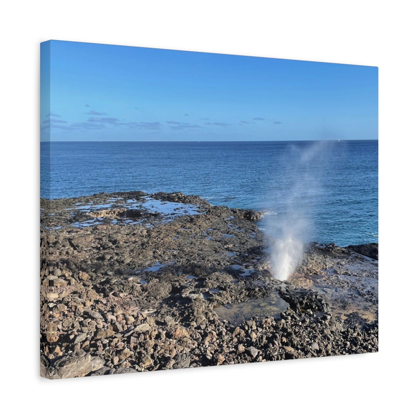 Stretched Matte Canvas Wall Art - Coastal Spouting Blowhole Photography