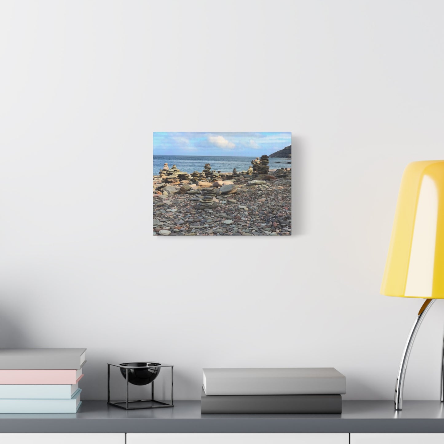Nature-Inspired Wall Art Canvas Print - Tranquil Beach Stack Stones Decor