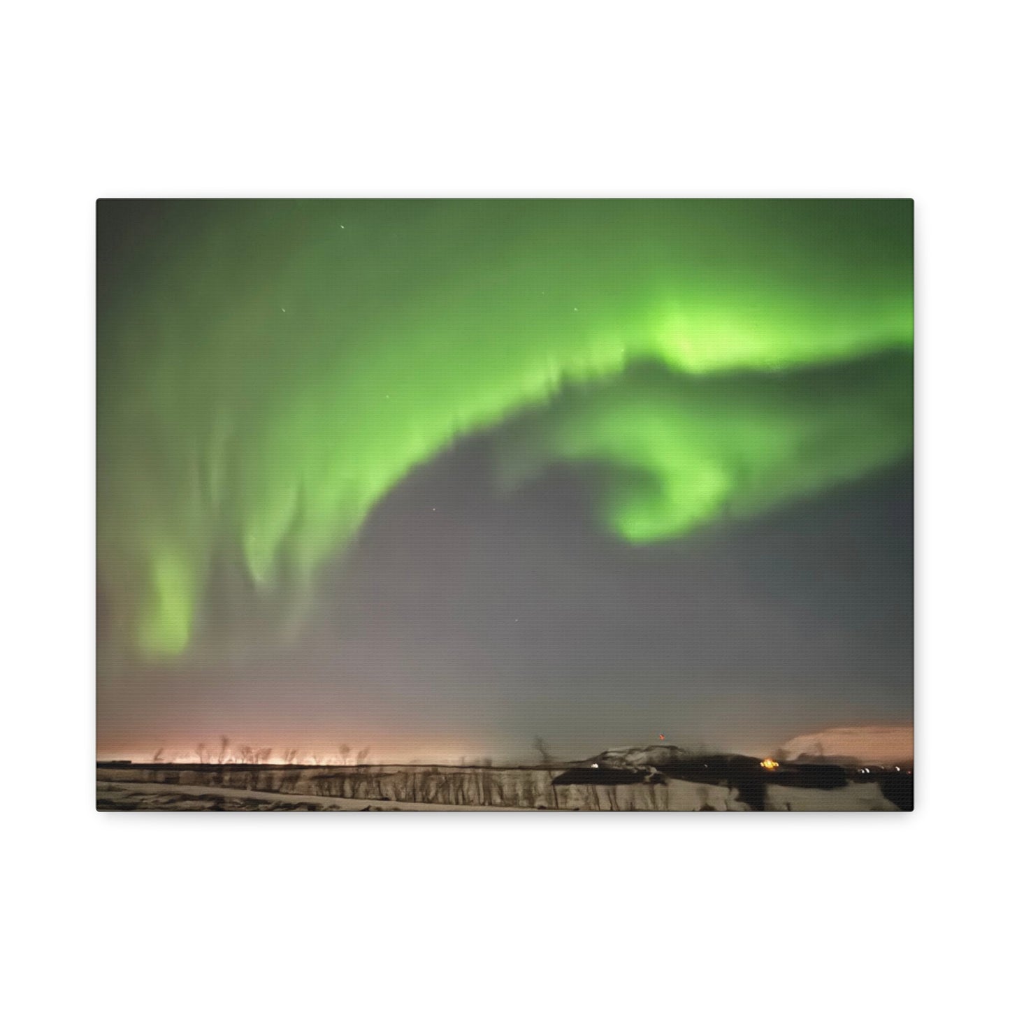Aurora Borealis Canvas Art - Stunning Green Northern Lights Wall Decor Iceland