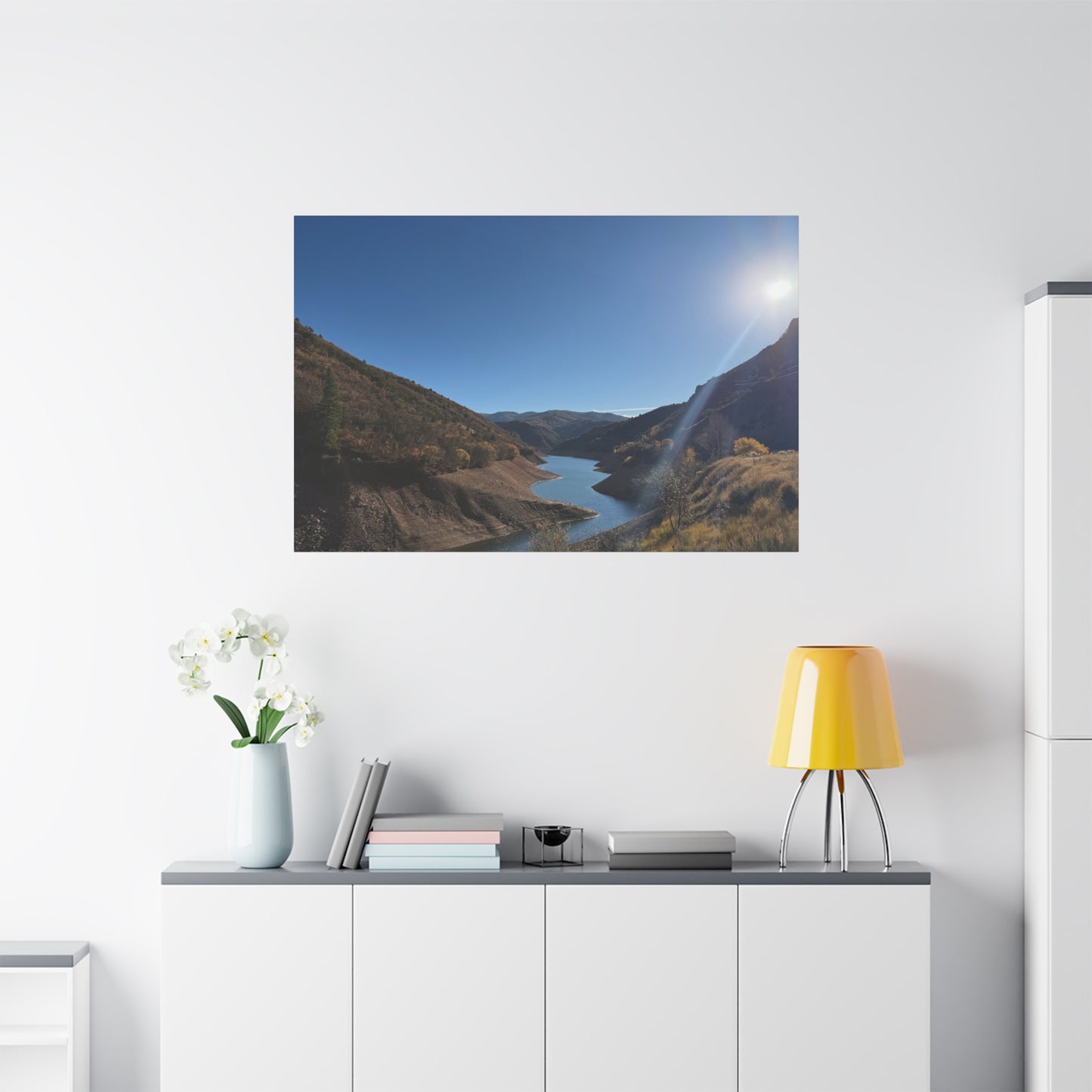 Scenic Landscape Canvas Wall Art – Tranquil Mountain River Design
