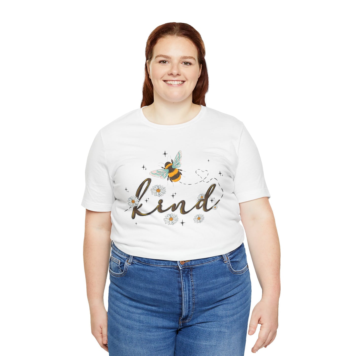 Bee Kind Unisex Jersey Short Sleeve Tee - Inspirational Floral Design
