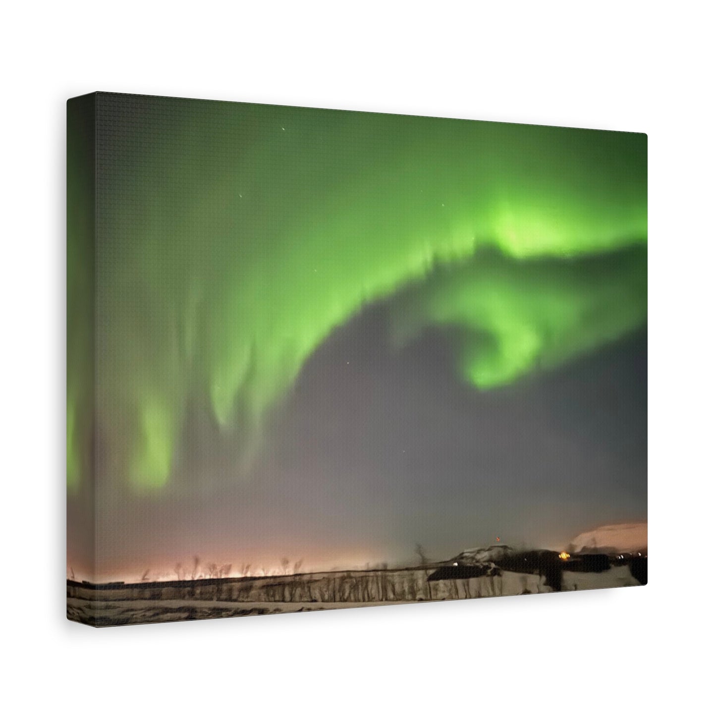 Aurora Borealis Canvas Art - Stunning Green Northern Lights Wall Decor Iceland