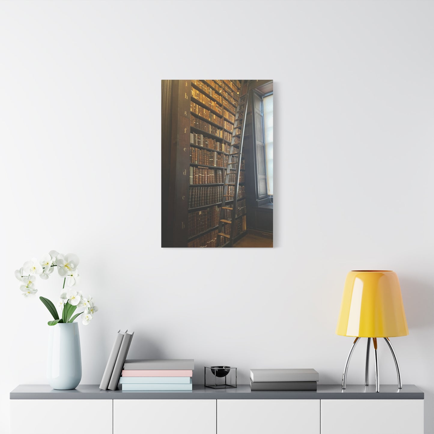 Library Wall Art | Vintage Bookcase Canvas Print - Trinity College Long Room