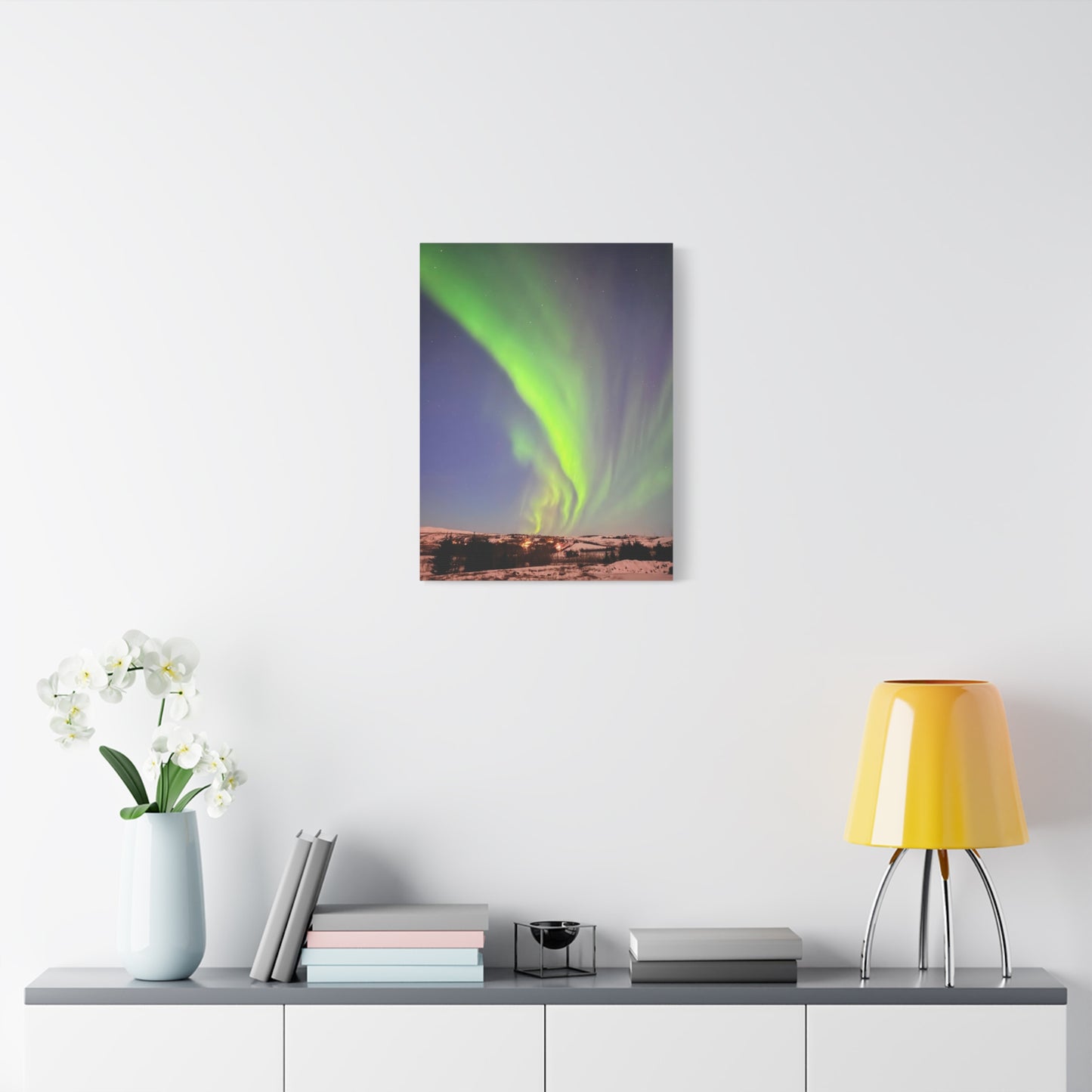 Aurora Borealis Canvas Art - 1.25" Stretched Wall Decor Iceland Northern Lights