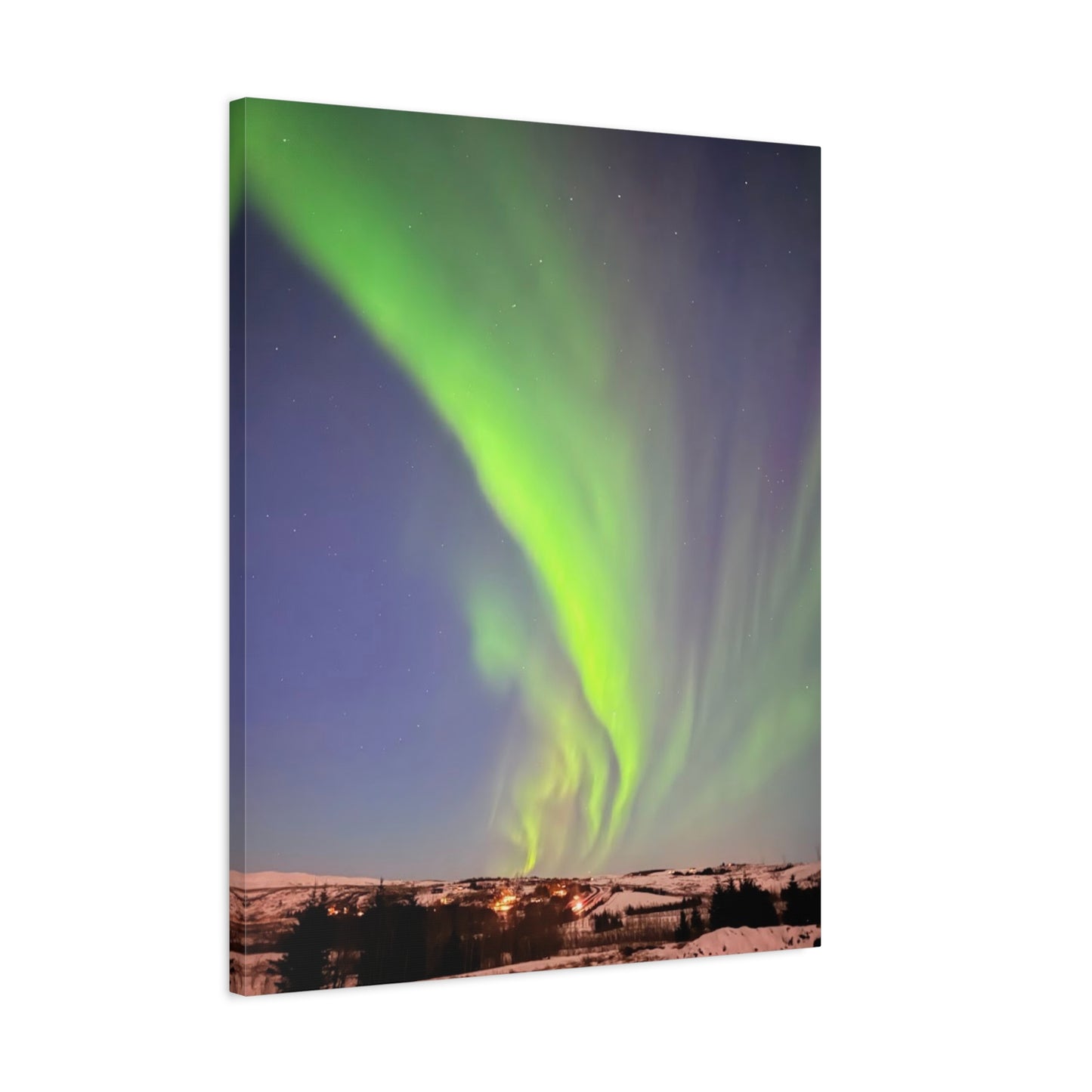 Aurora Borealis Canvas Art - 1.25" Stretched Wall Decor Iceland Northern Lights