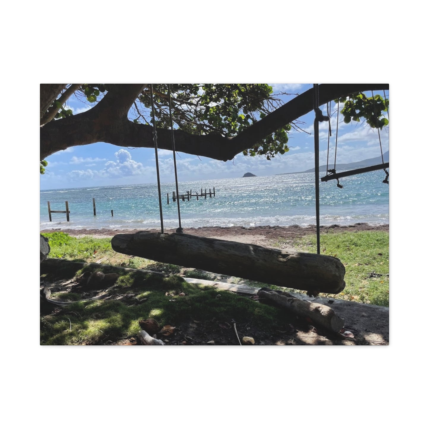 Serene Beach Swing Canvas Art Print