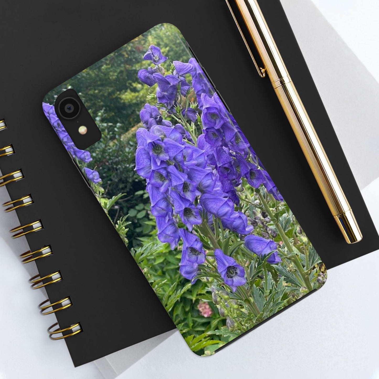 Elegant Floral Tough Phone Case - Purple Aconite Design