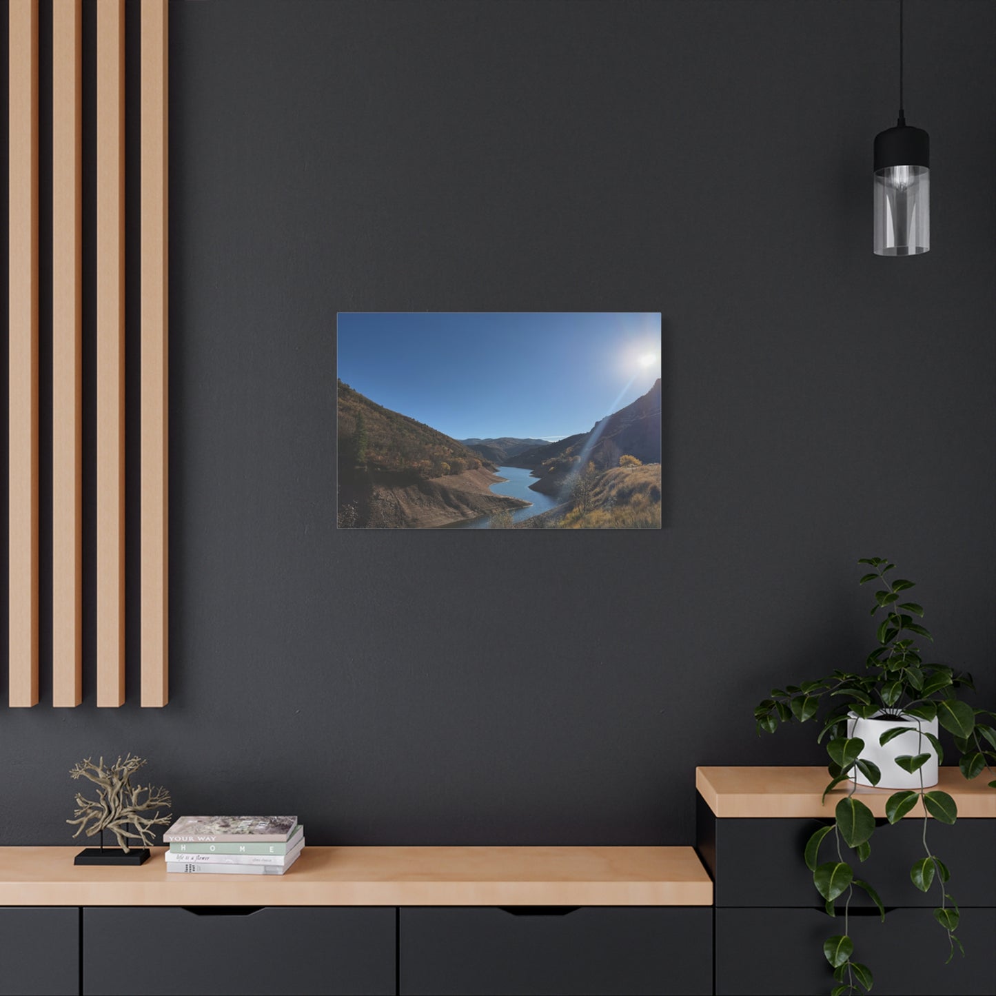 Scenic Landscape Canvas Wall Art – Tranquil Mountain River Design