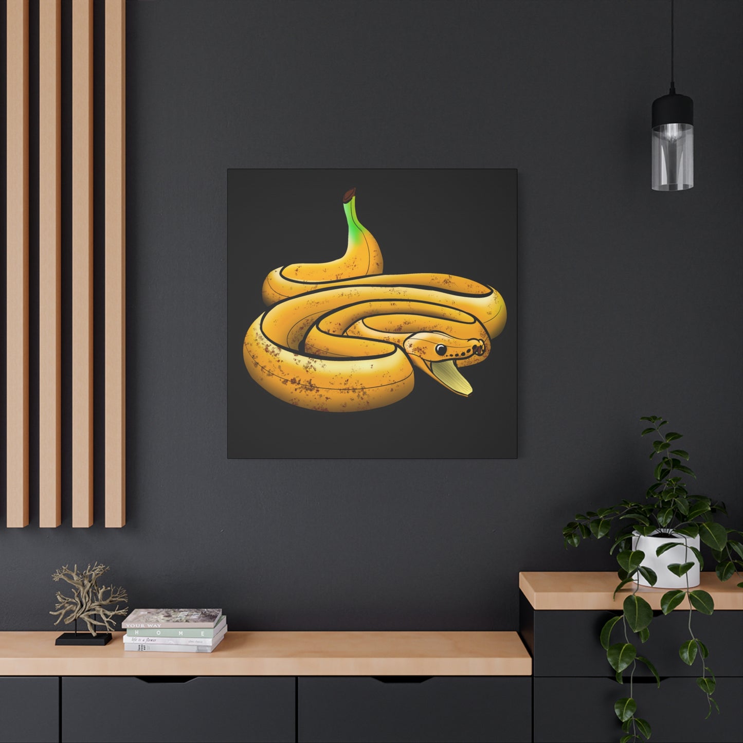 Funny Banana Snake Canvas Art - Quirky Home Decor for Animal Lovers