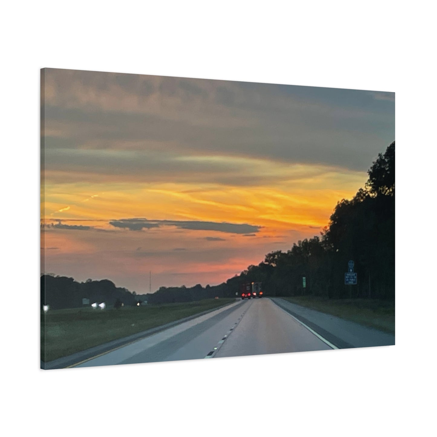 Sunset Roadway Canvas Print - Matte Stretched Artwork