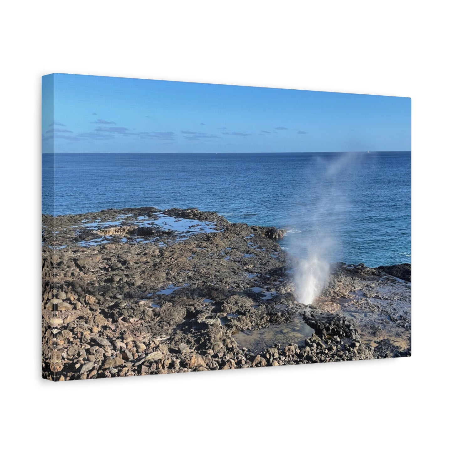 Stretched Matte Canvas Wall Art - Coastal Spouting Blowhole Photography