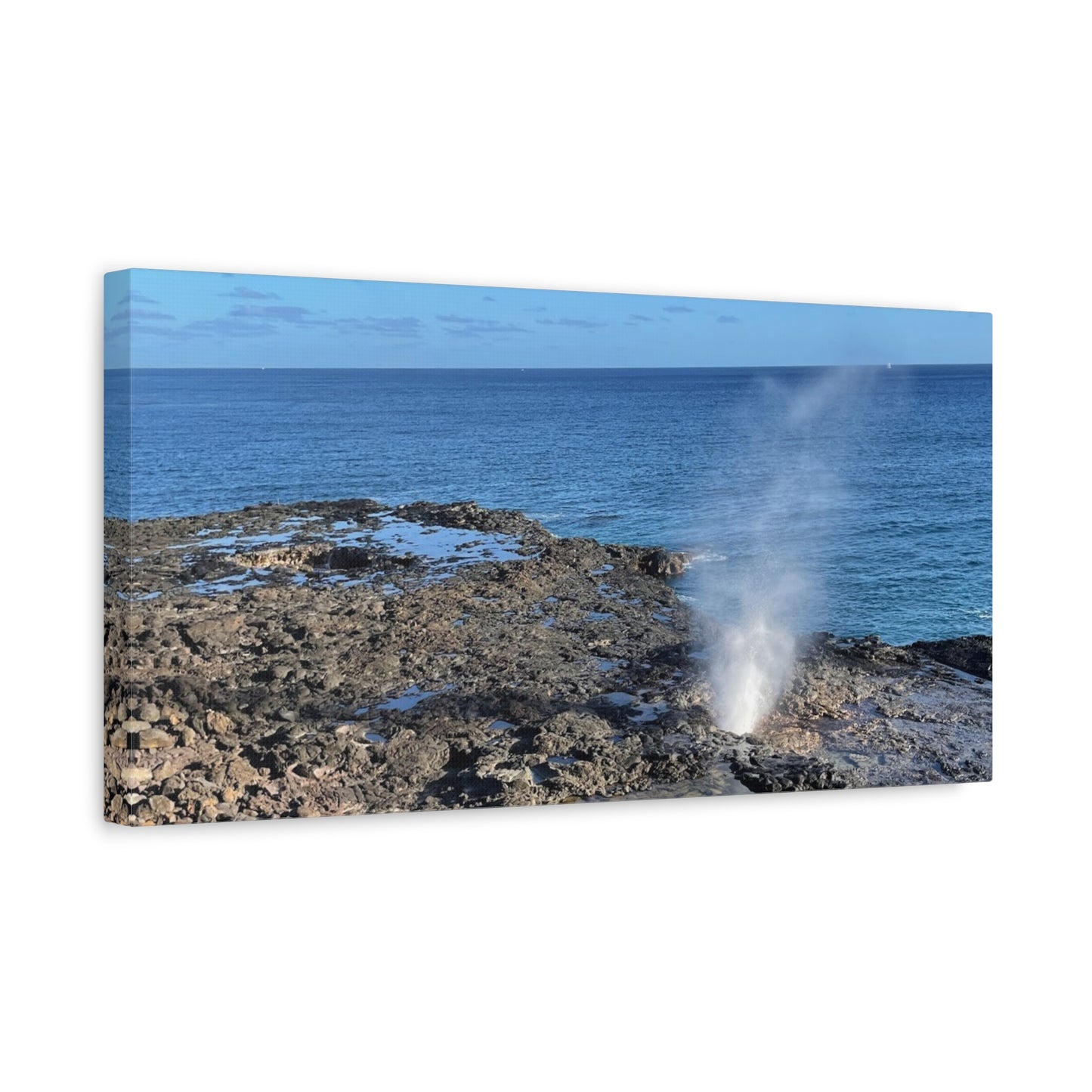 Stretched Matte Canvas Wall Art - Coastal Spouting Blowhole Photography