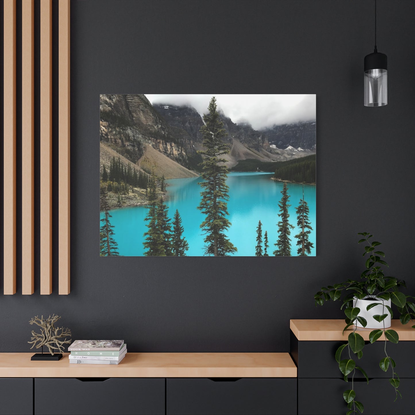 Scenic Landscape Canvas Wall Art - Tranquil Mountain Lake Decor
