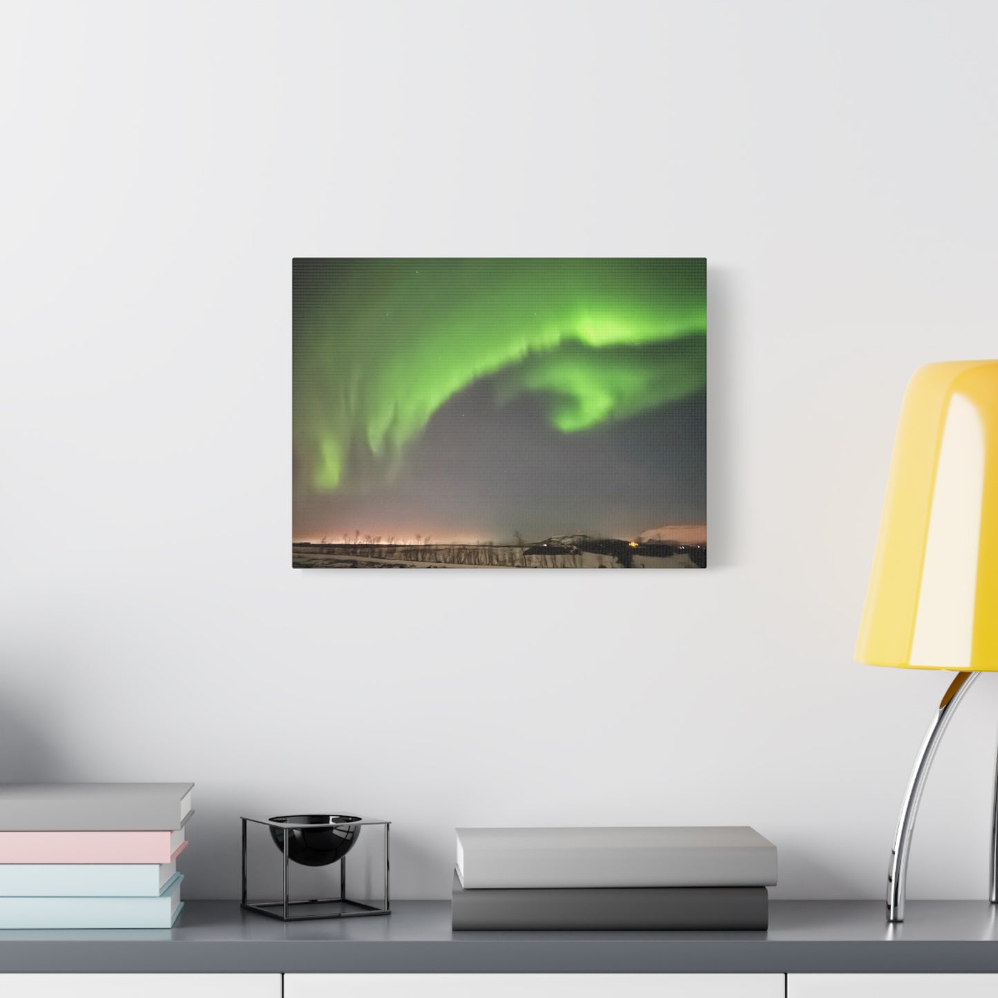 Aurora Borealis Canvas Art - Stunning Green Northern Lights Wall Decor Iceland