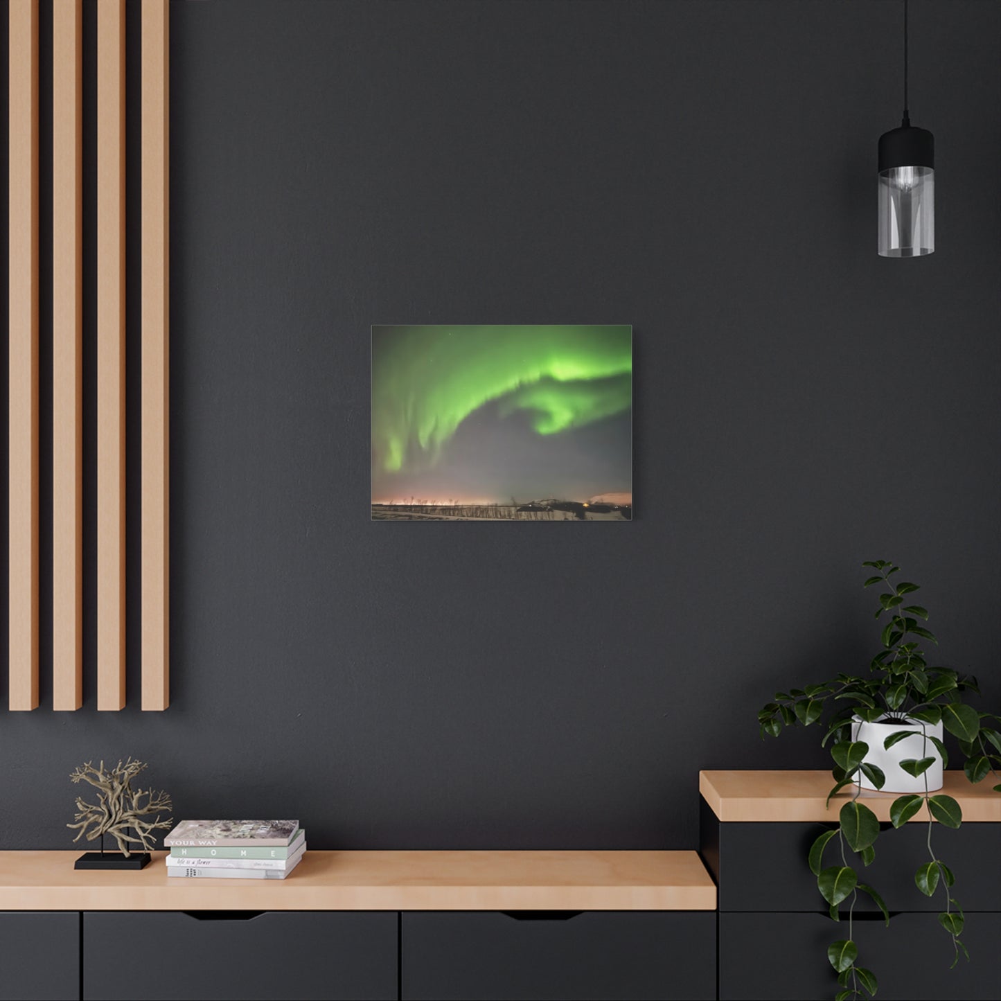 Aurora Borealis Canvas Art - Stunning Green Northern Lights Wall Decor Iceland