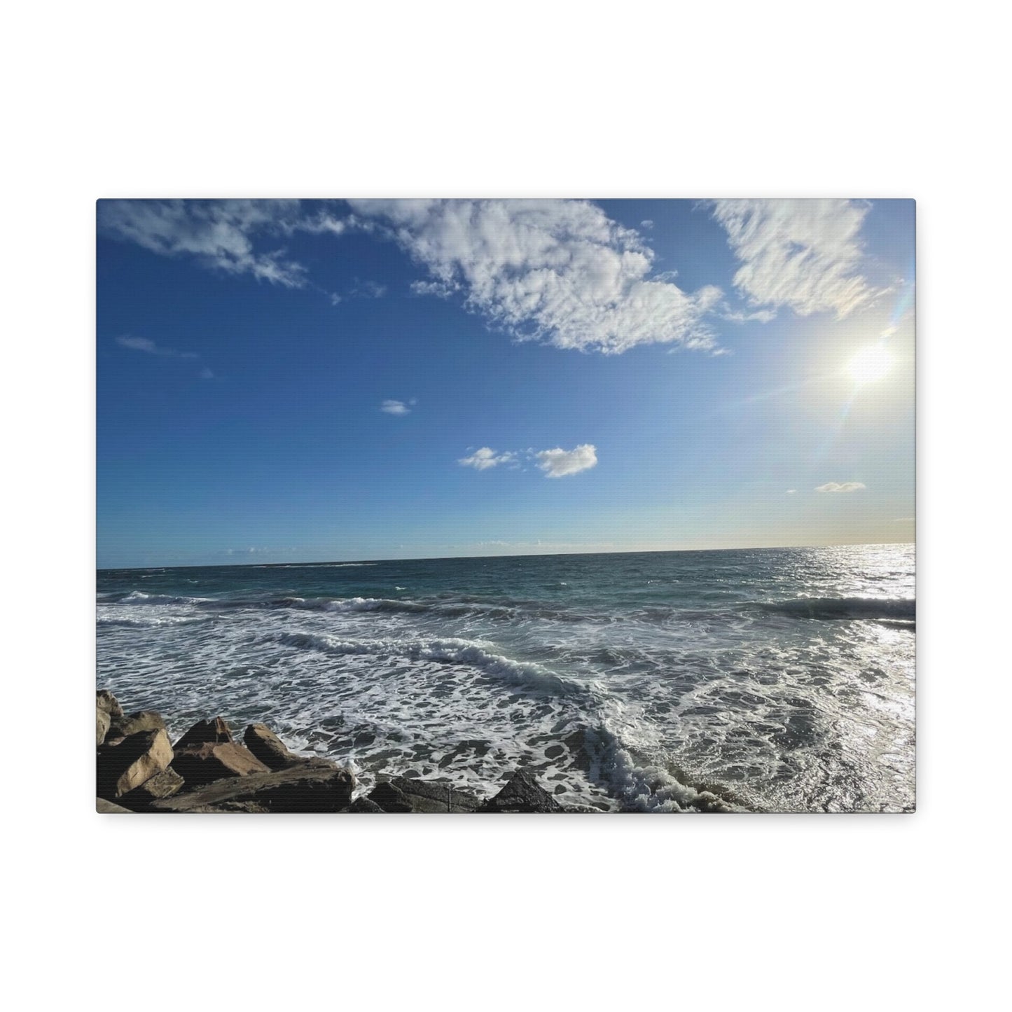 Ocean Waves Stretched Canvas Art - Serene Coastal Home Decor