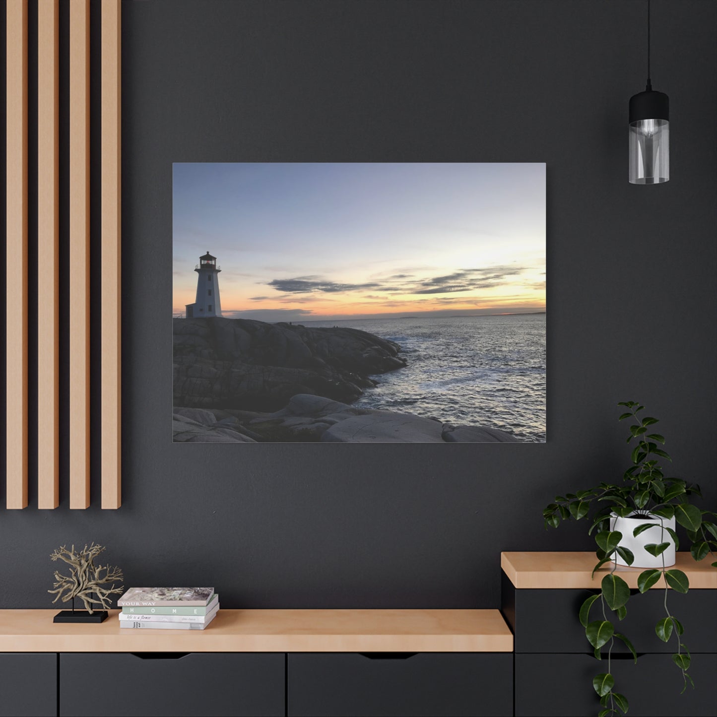 Sunset Lighthouse Canvas Print - Coastal Decor for Beach Lovers Peggys Cove