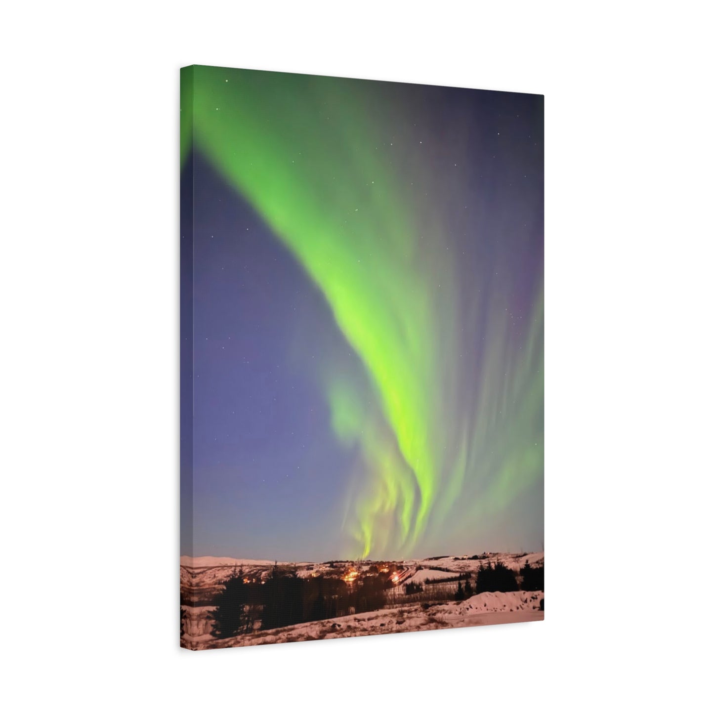 Aurora Borealis Canvas Art - 1.25" Stretched Wall Decor Iceland Northern Lights