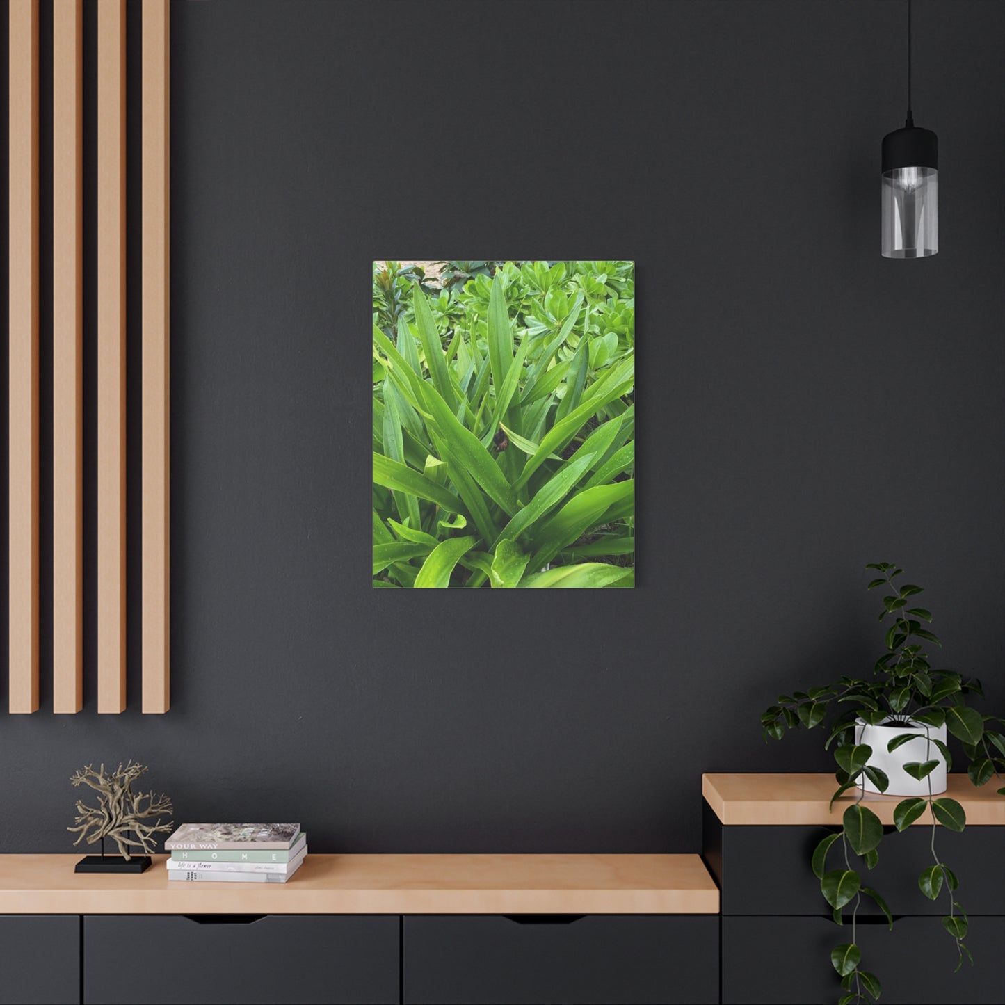 Nature-Inspired Matte Canvas Wall Art - Lush Greenery with snail