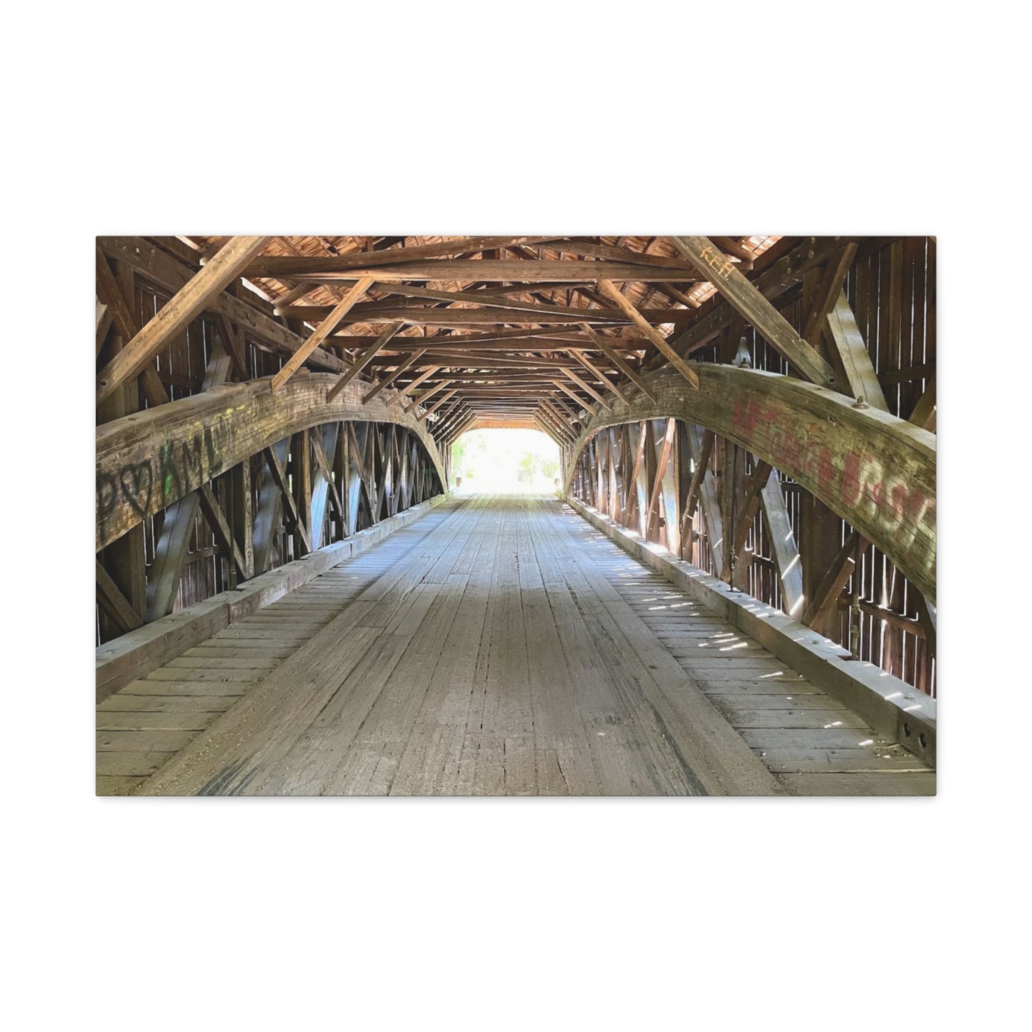 Rustic Wooden Bridge Canvas Print - Stretched Wall Art for Home Decor