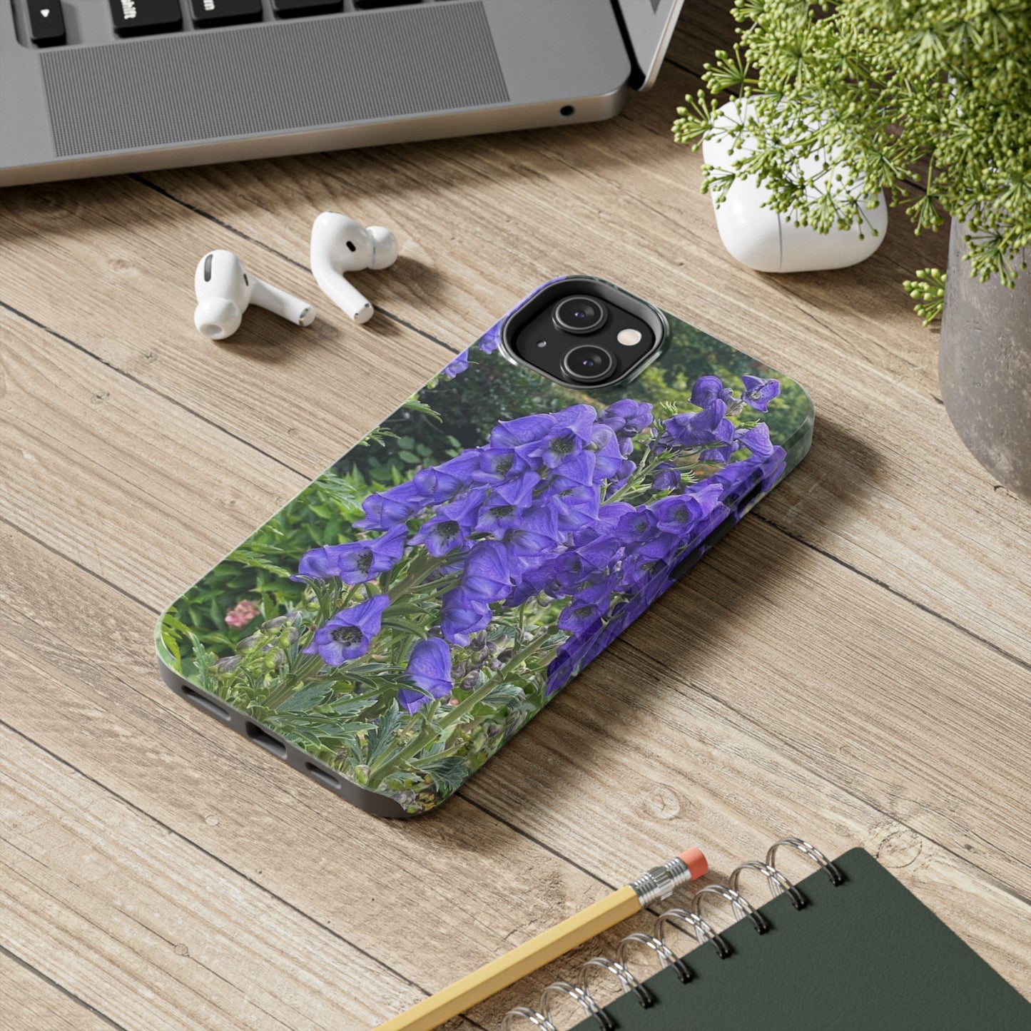 Elegant Floral Tough Phone Case - Purple Aconite Design