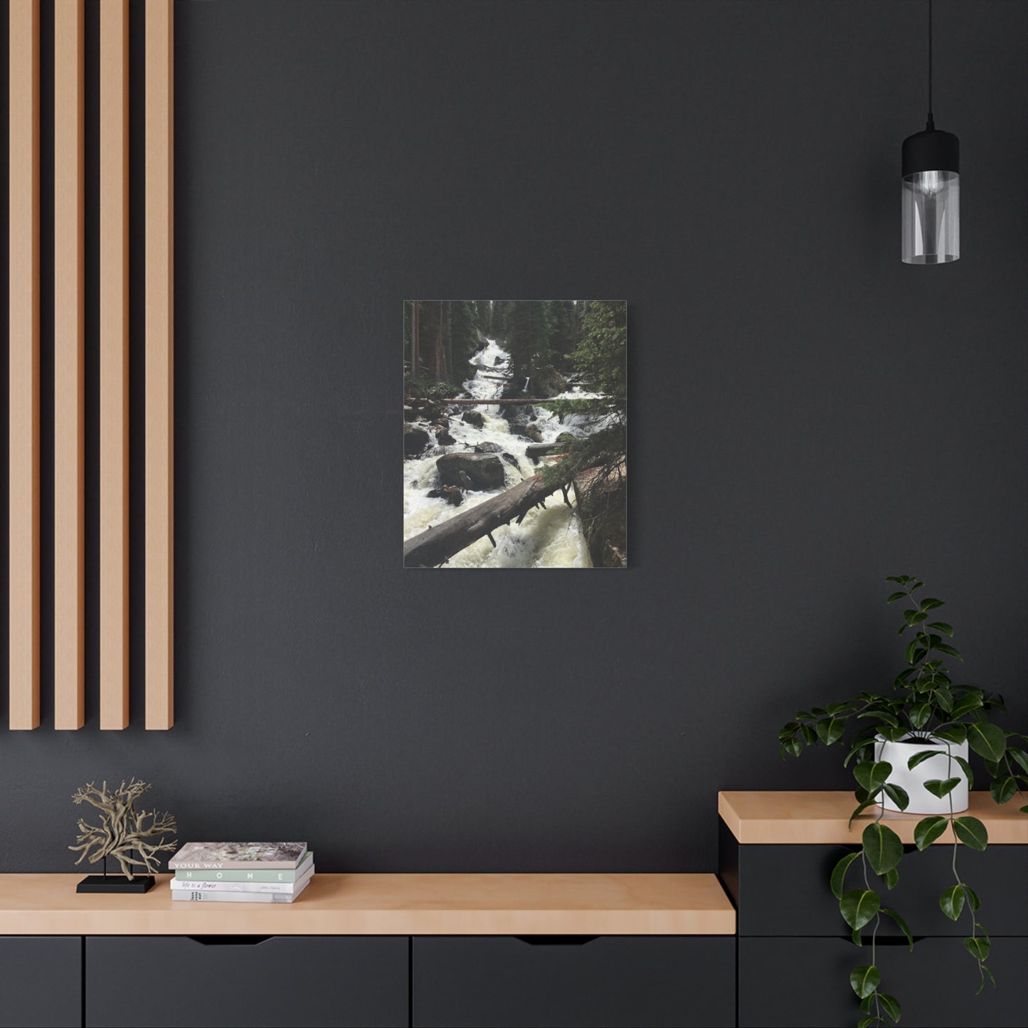 Nature Waterfall Canvas Art - Stretched Matte Wall Decor