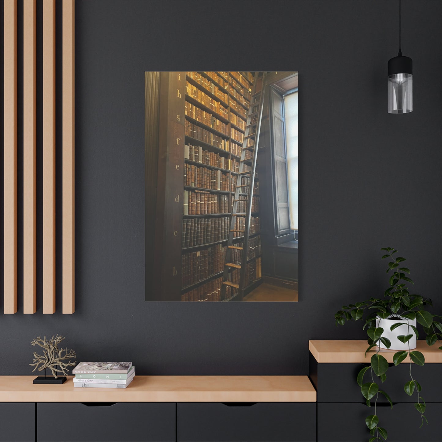 Library Wall Art | Vintage Bookcase Canvas Print - Trinity College Long Room
