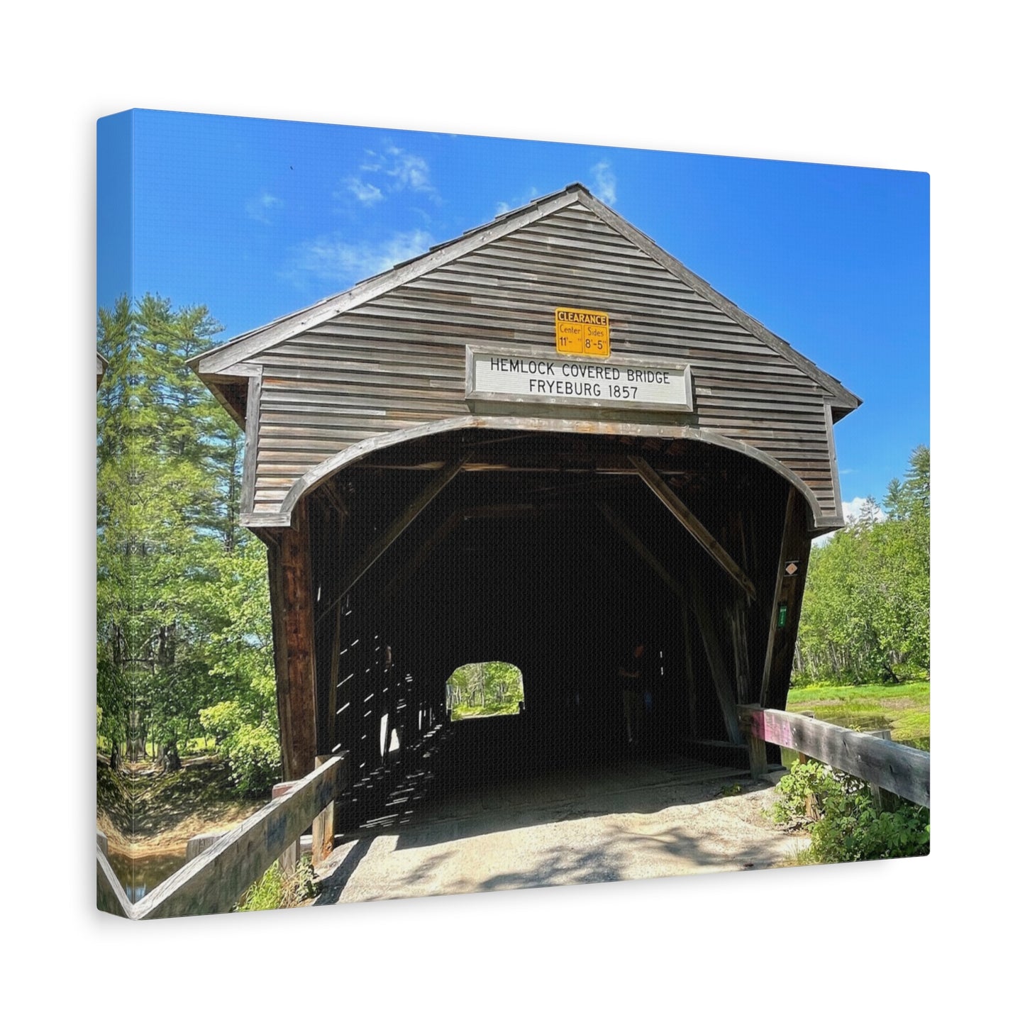 Scenic Covered Bridge Canvas Art – 1.25" Stretched Wall Decor for Nature Lovers
