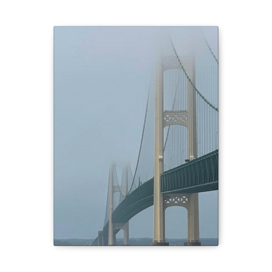 Foggy Bridge Art Canvas - 1.25" Stretched Wall Decor Mackinac