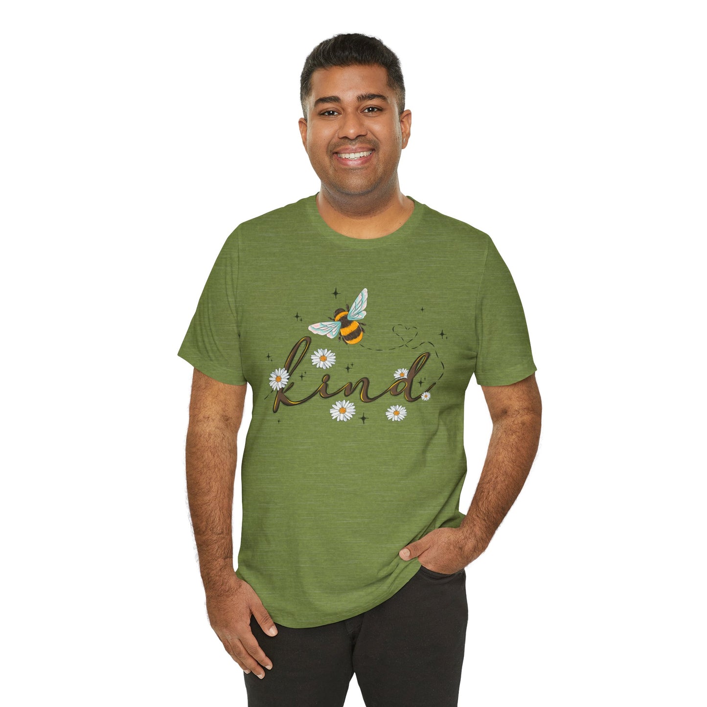 Bee Kind Unisex Jersey Short Sleeve Tee - Inspirational Floral Design