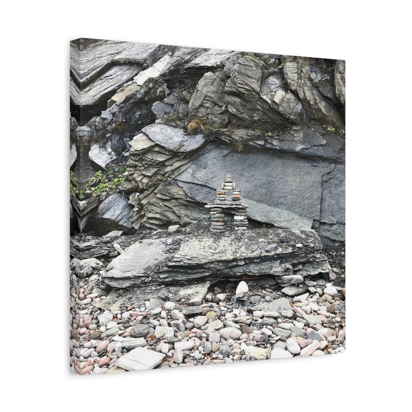 Nature-Inspired Stretched Canvas Art - Tranquil Rock Tower Design