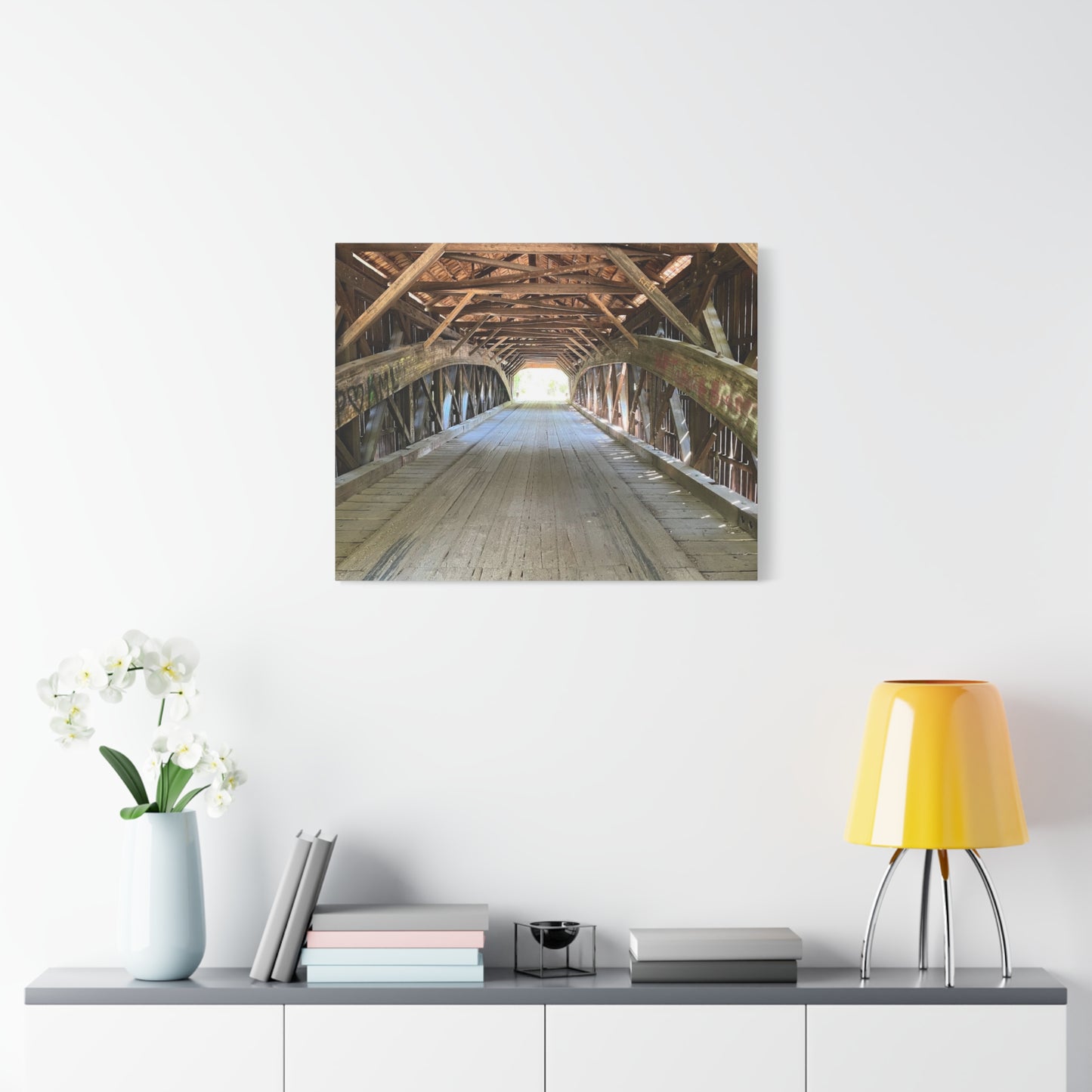 Rustic Wooden Bridge Canvas Print - Stretched Wall Art for Home Decor