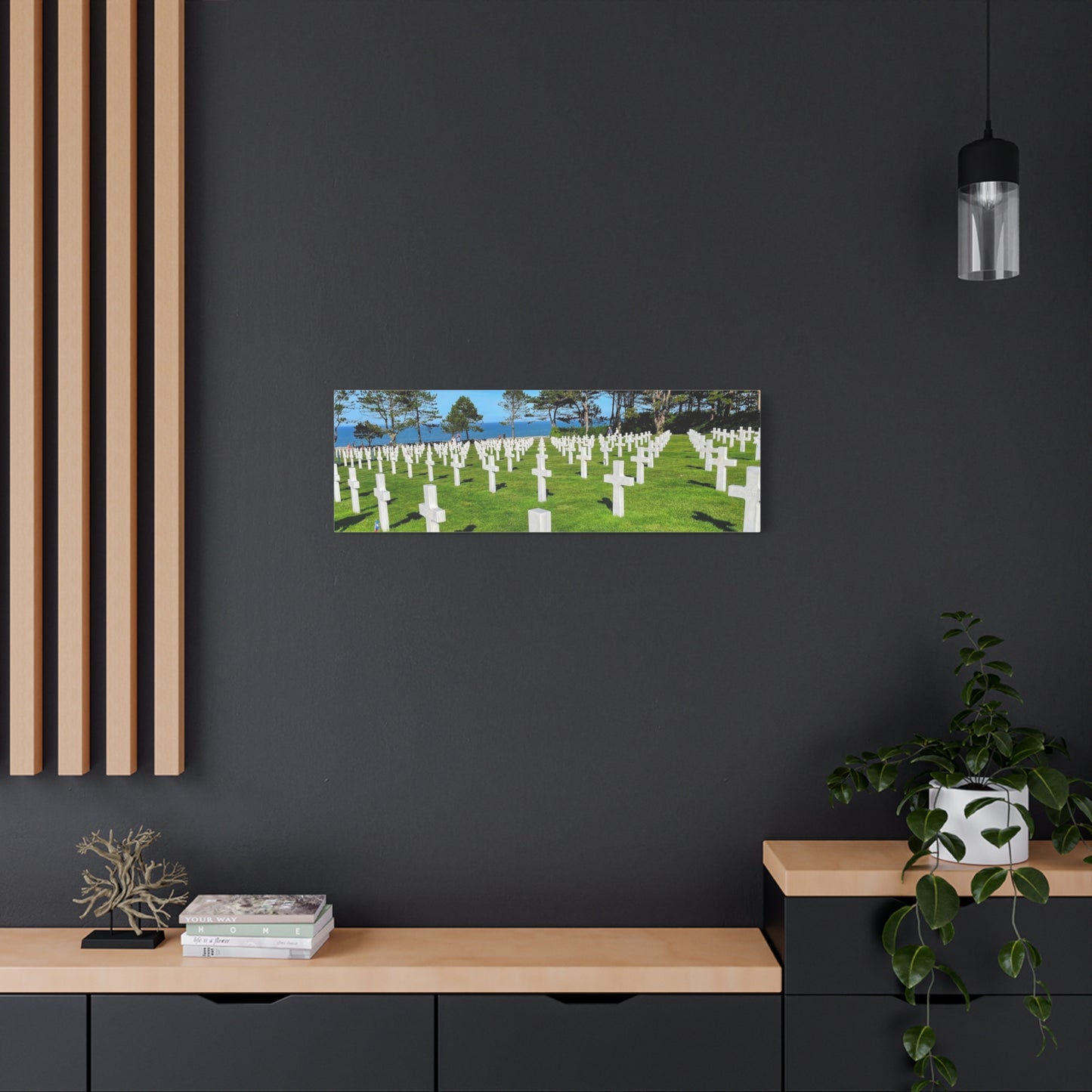 Memorial Canvas Print - Serene Cemetery Scene for Remembrance Normandy American Cemetery