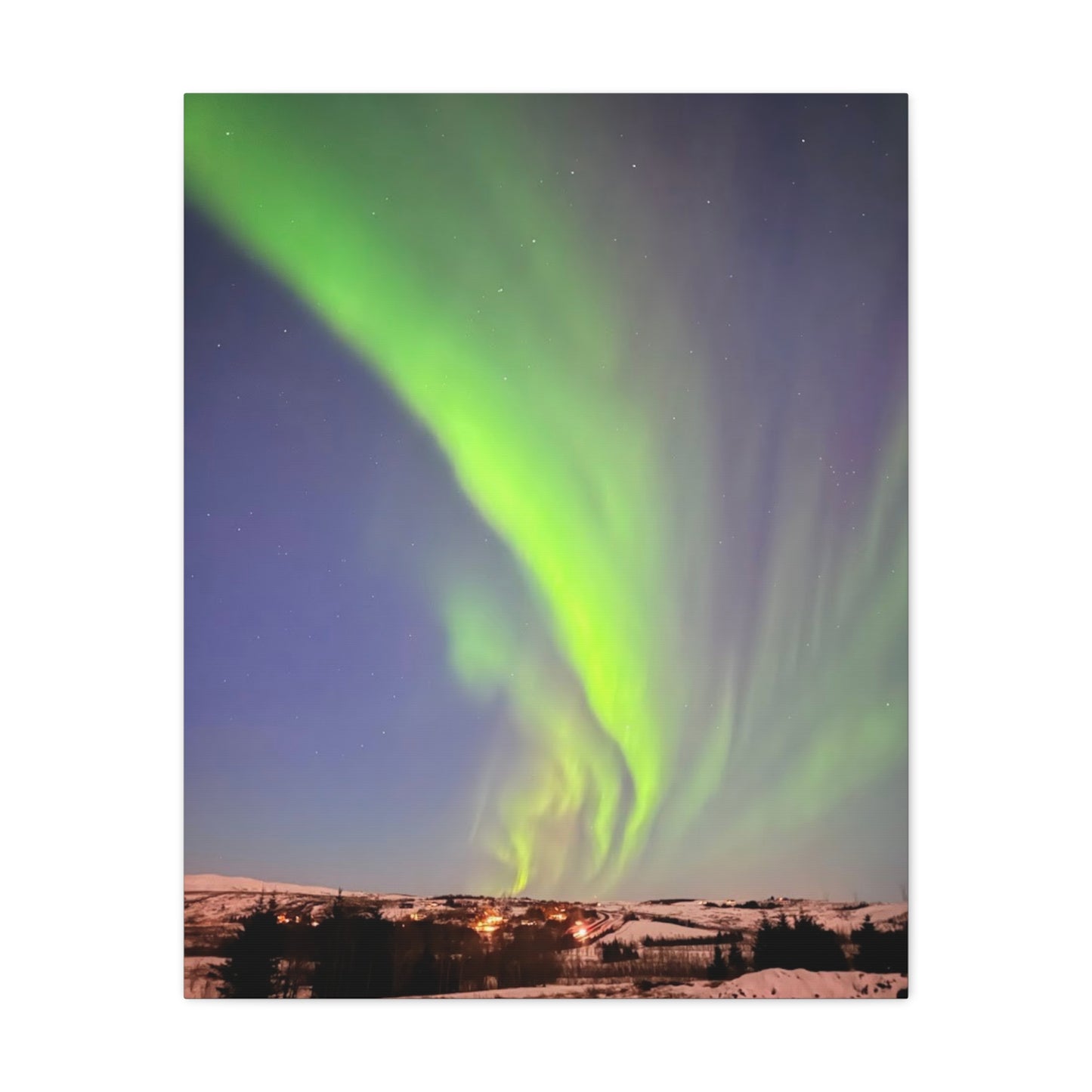 Aurora Borealis Canvas Art - 1.25" Stretched Wall Decor Iceland Northern Lights