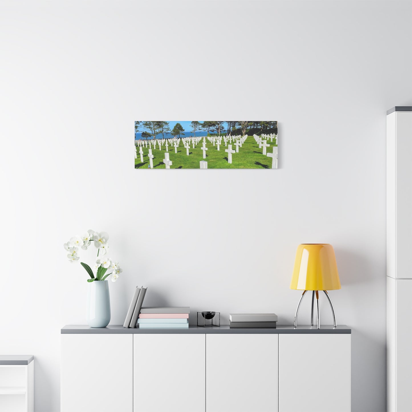 Memorial Canvas Print - Serene Cemetery Scene for Remembrance Normandy American Cemetery