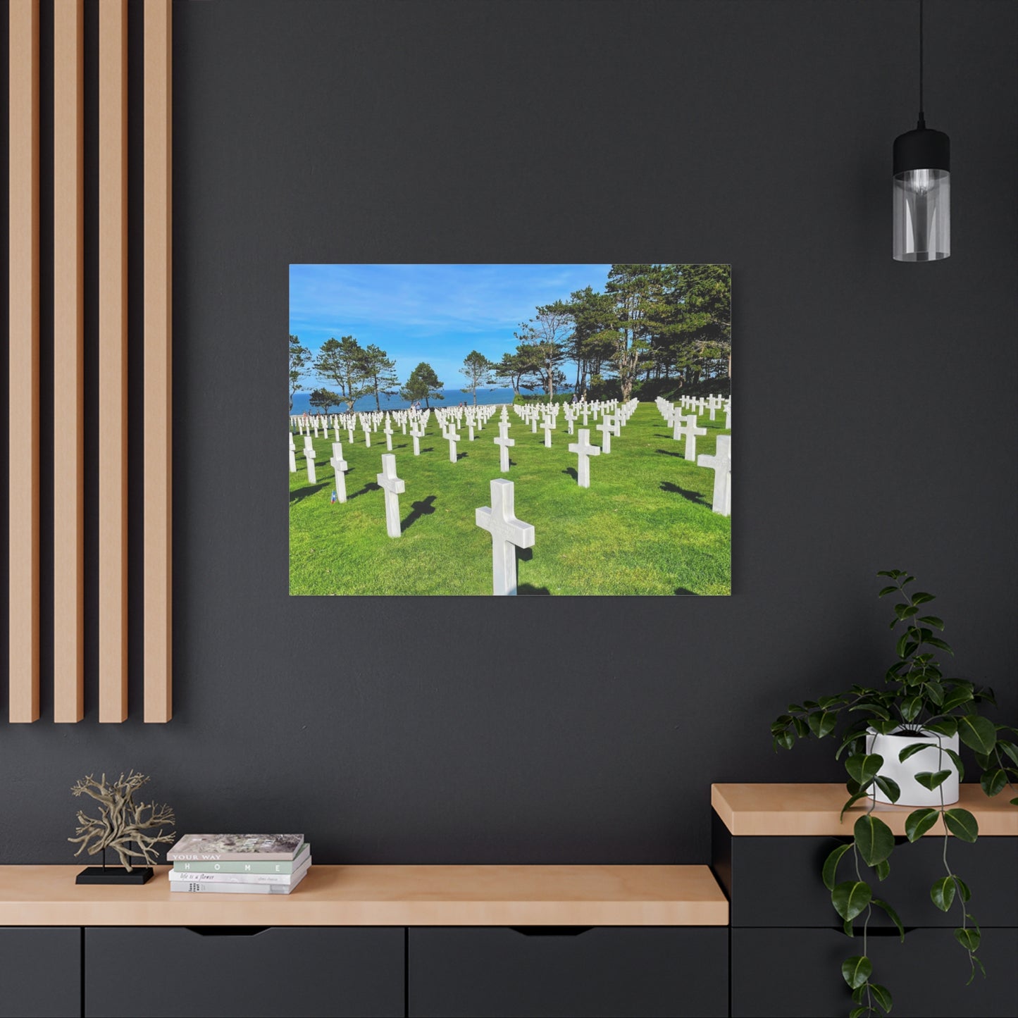 Memorial Canvas Print - Serene Cemetery Scene for Remembrance Normandy American Cemetery