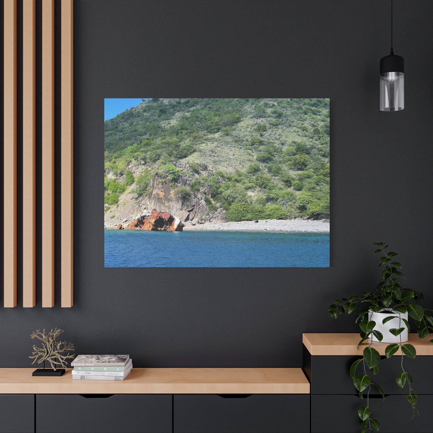 Nature Landscape Canvas Wall Art - Tranquil Seaside View Nevis