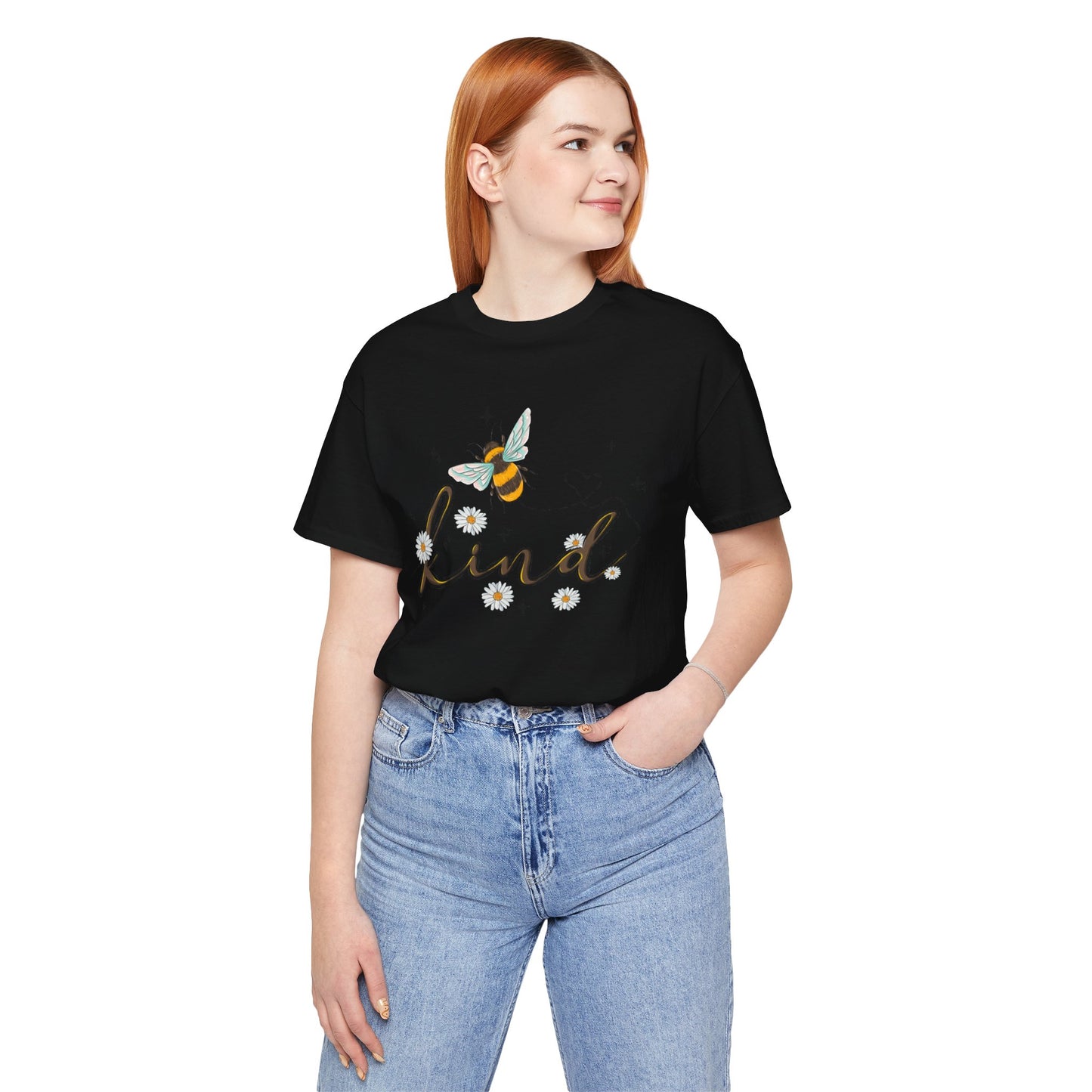 Bee Kind Unisex Jersey Short Sleeve Tee - Inspirational Floral Design