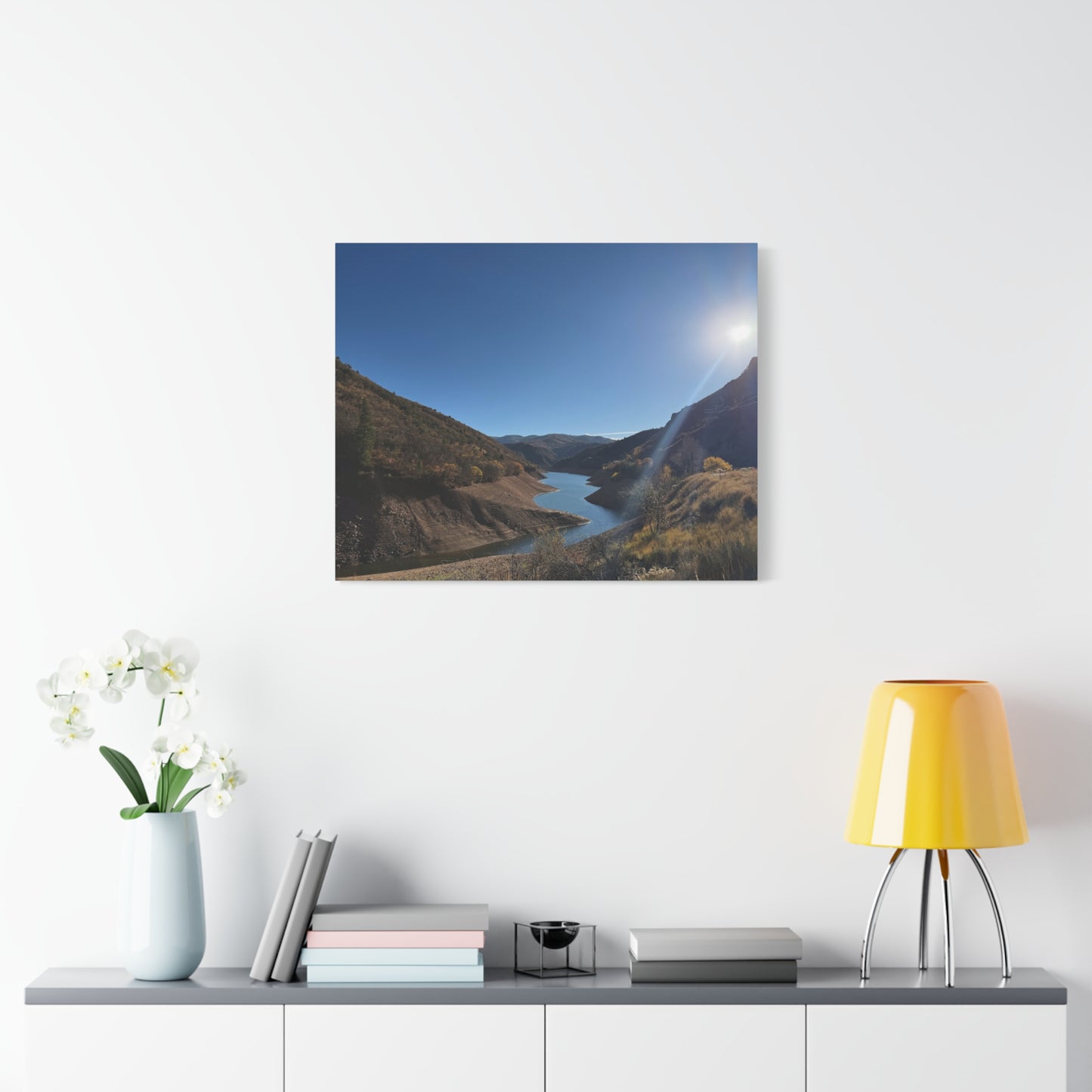 Scenic Landscape Canvas Wall Art – Tranquil Mountain River Design