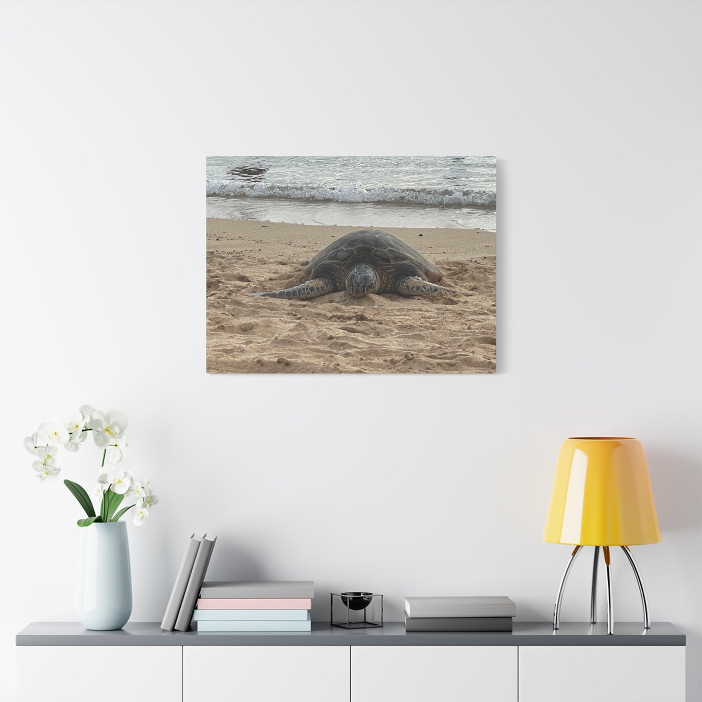 Tranquil Turtle Beach Canvas Art - Stretched Matte Print for Coastal Home Decor