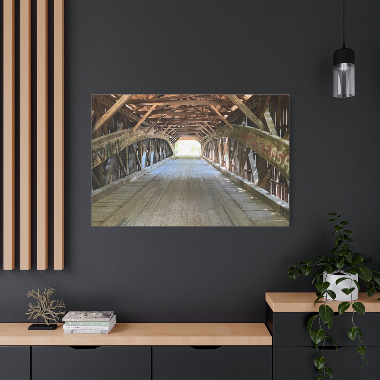 Rustic Wooden Bridge Canvas Print - Stretched Wall Art for Home Decor