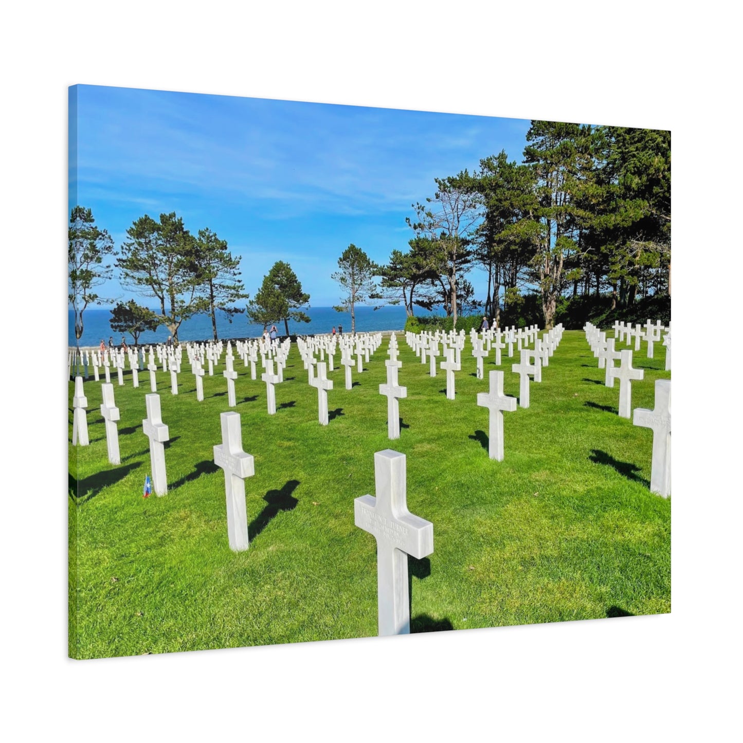 Memorial Canvas Print - Serene Cemetery Scene for Remembrance Normandy American Cemetery