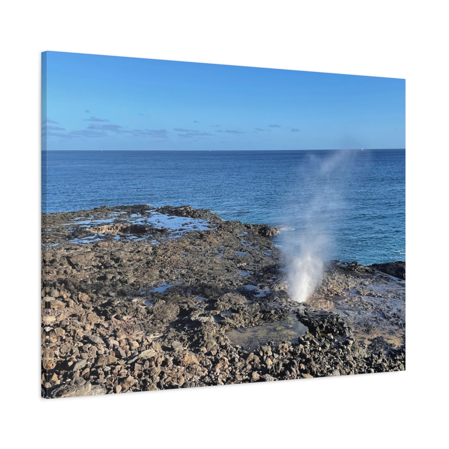 Stretched Matte Canvas Wall Art - Coastal Spouting Blowhole Photography