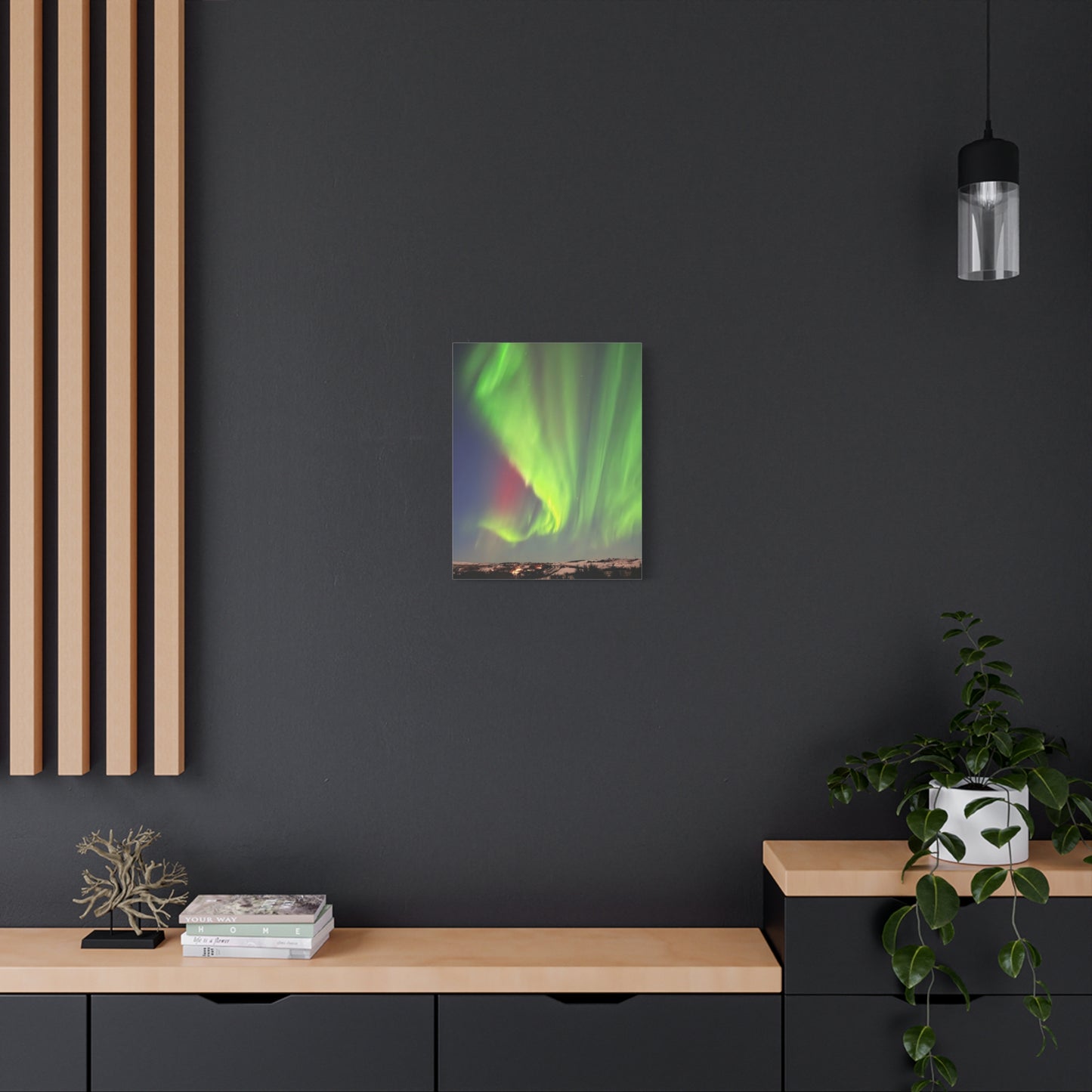 Aurora Borealis Canvas Art - Stunning Northern Lights Stretched Wall Decor Iceland